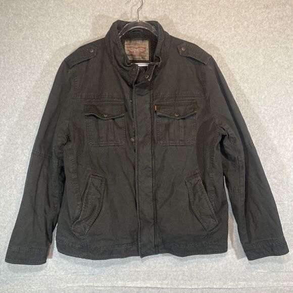 LEVI'S Sherpa Lined 54163 Canvas Jacket Men's XL Black Cotton‎ Polyester - Picture 1 of 9